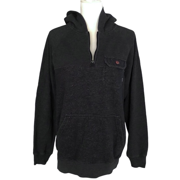 Billabong Men's Pull Over Marled Black Hooded Sweatshirt Size M - Picture 3 of 9